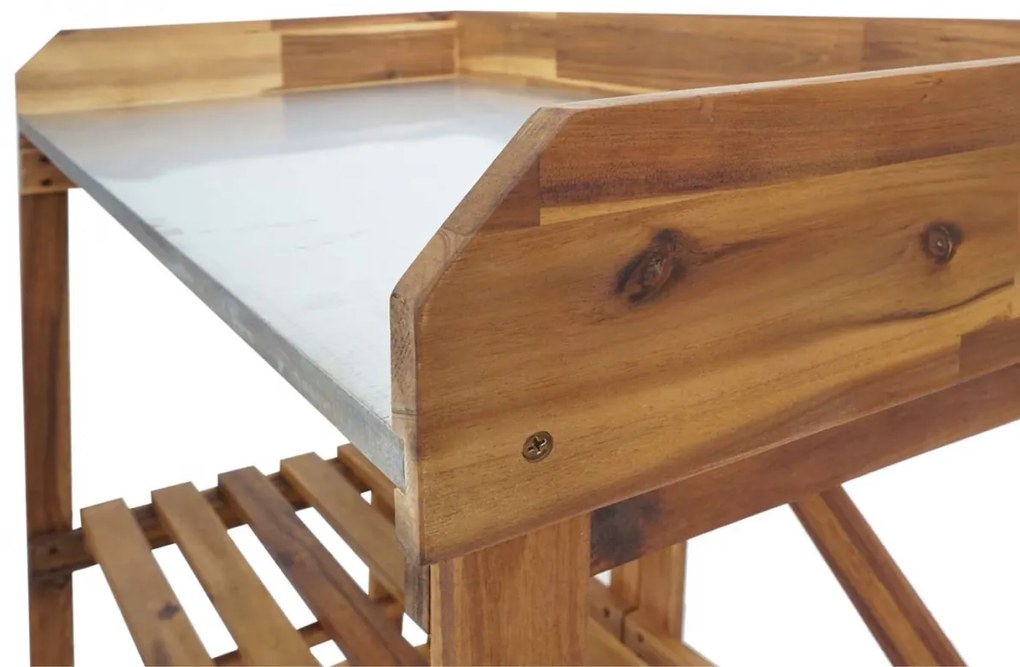 Stôl na rastliny HWC-L18, akáciové drevo - hnedá