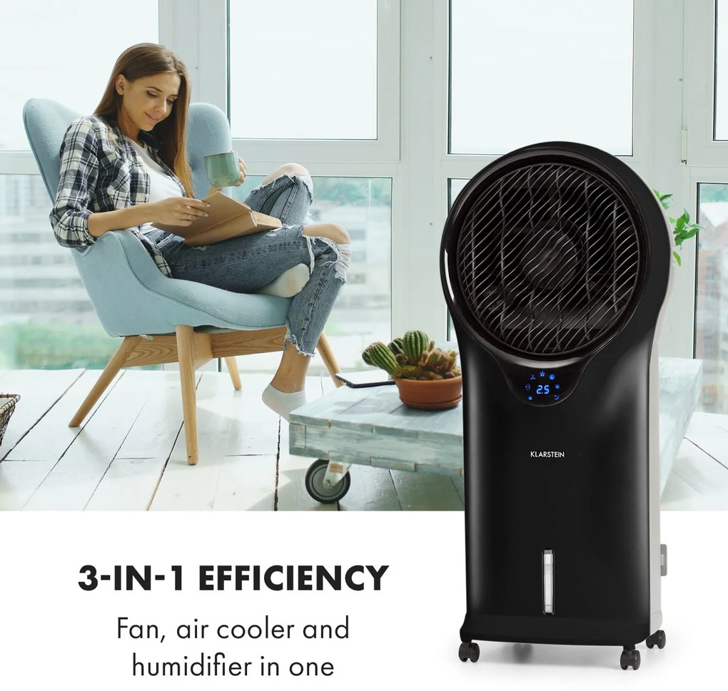 Klarstein Whirlwind, 3 v 1 ochladzovač vzduchu, ventilátor, zvlhčovač vzduchu, 110 W, 5,5 l, čierny