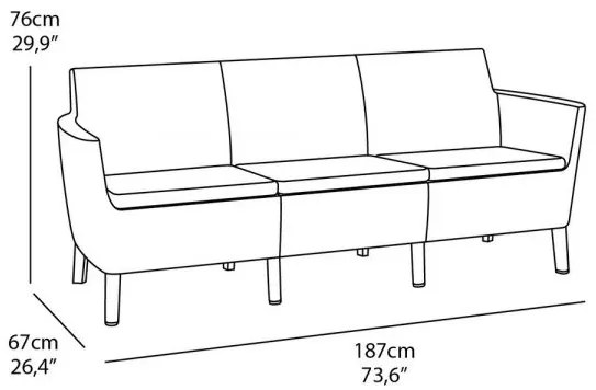 InternetovaZahrada - Záhradná lavica Salema 3 seater sofa - cappuccino