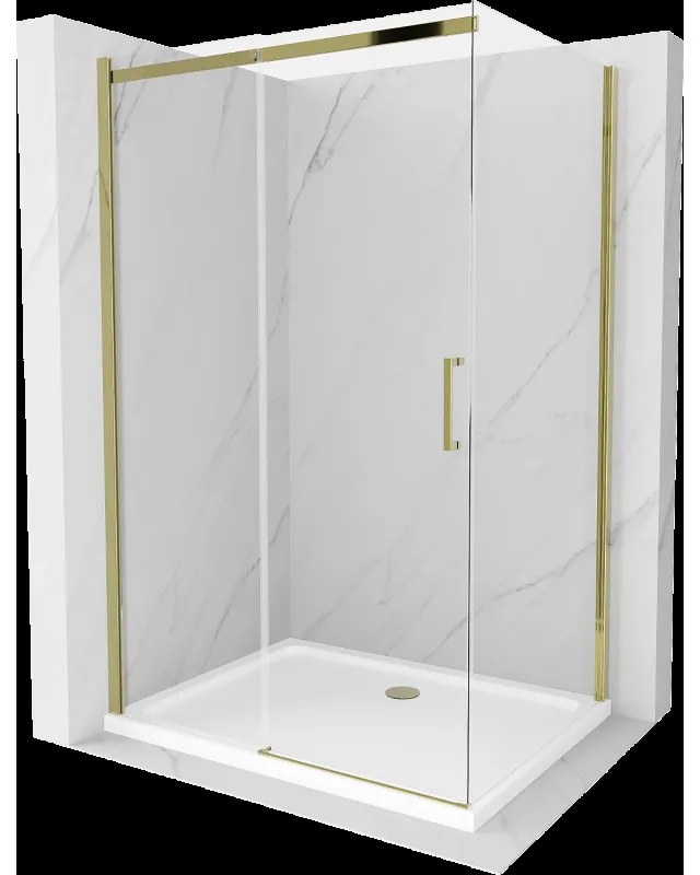 Mexen Omega sprchová kabína, posuvné dvere 100 x 90 cm, transparentnéné, zlatá + závesný bidet Flat - 825-100-090-50-00-4010