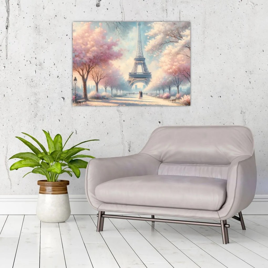 Sklenený obraz – Jar v Paríži (70x50 cm)