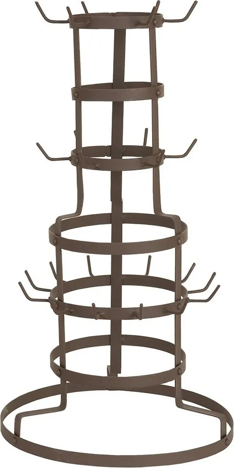 Hnedý antik kovový stojan na hrnčeky Viiliam - 30*50*54 cm