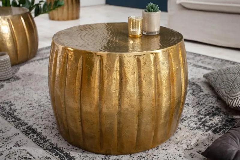 Nemecko -  Ručne vyrobený konferenčný stolík MARRAKESCH zlatý 55 cm s tepaným dizajnom