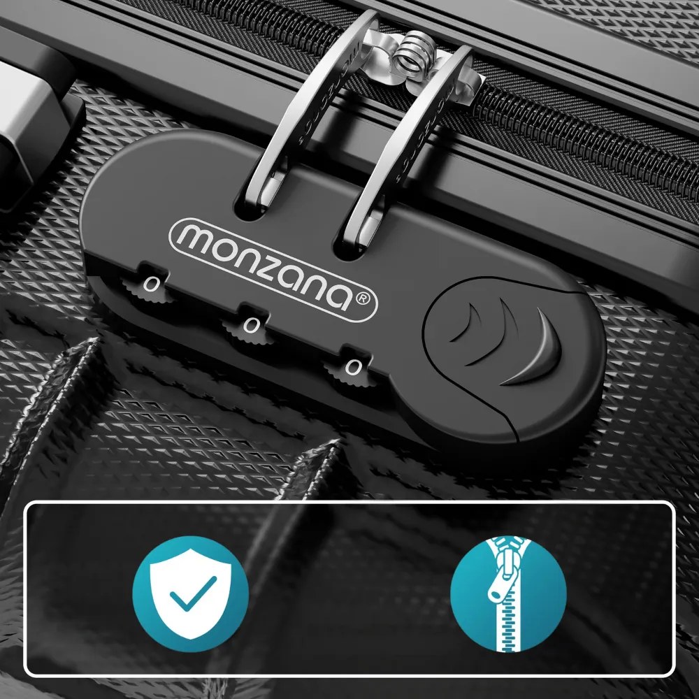 Sada škrupinových kufrov AERO, 4-dielna, ABS, čierna Monzana