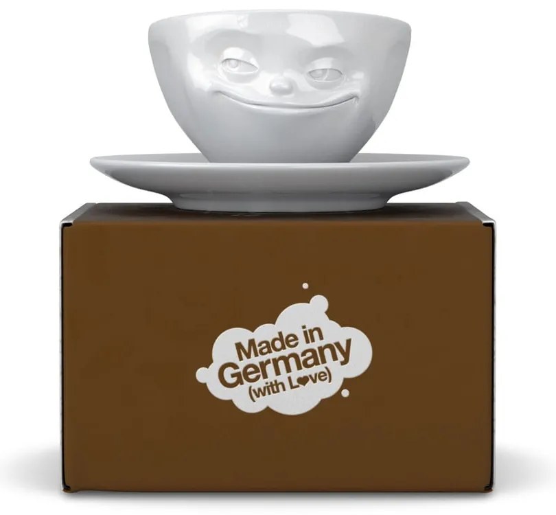 Biela usmievavá porcelánová šálka na kávu 58products, objem 200 ml