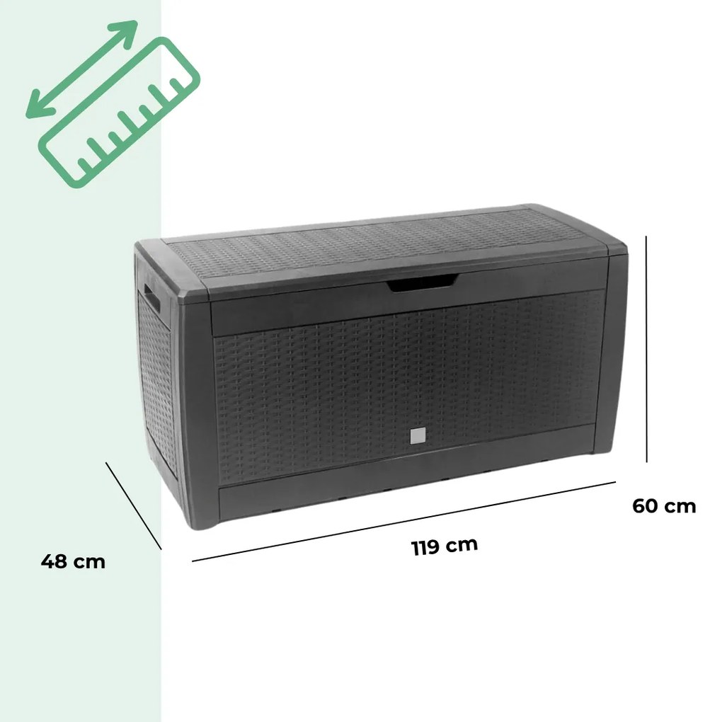 Odkladací box RATO, 310l, 119x48x60cm, antracitová Prosperplast