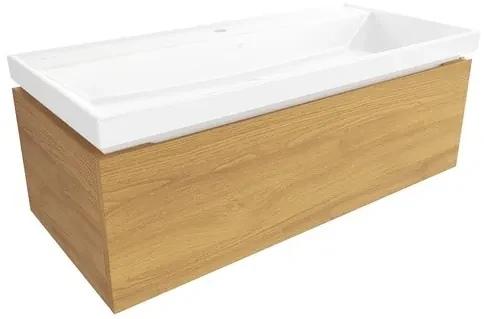 Kúpeľňová skrinka s umývadlom SAT Feel 100x30x46 cm medový dub mat SATFEEL100DMU4
