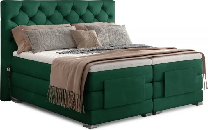 Kontinentálna posteľ CARLINO boxspring s elektrickým polohovaním 200x180, horčicová (Monolith 48)