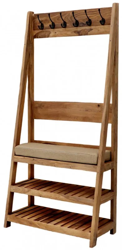 Vešiak Rami s 6 háčikmi 80x175x40 indický masív palisander Svetlomedová