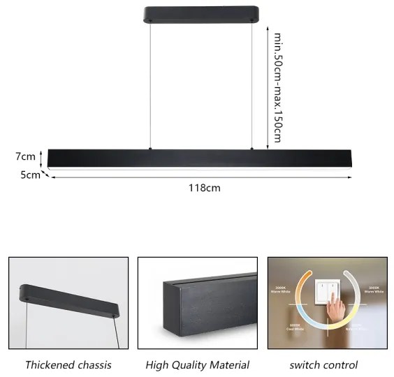 Brilagi - LED Luster na lanku SLEEKLINE LED/40W/230V 3000/4500/6000K čierna