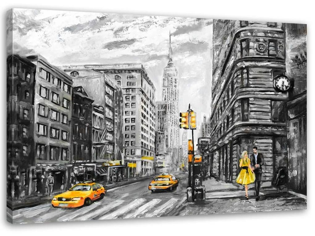 Obraz na plátně Newyorské taxi jako malované - 90x60 cm