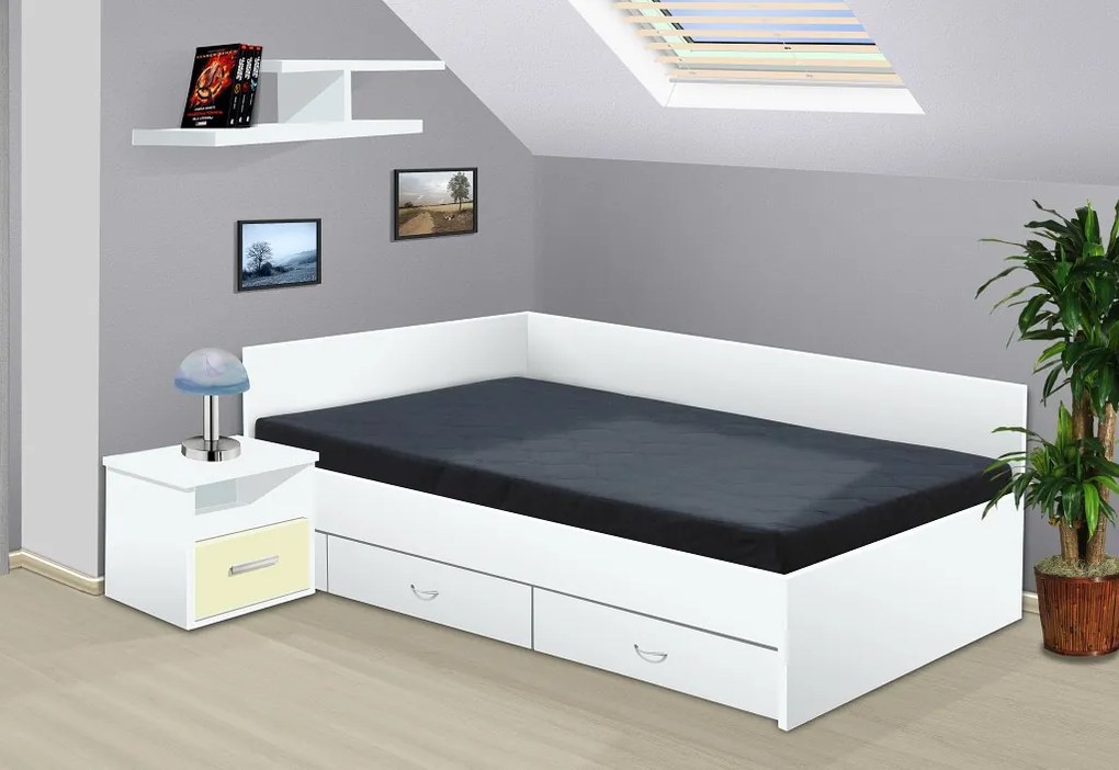 posteľ s úložným priestorom Renata 160x200 cm lamino: bílá, boční čela: s bočními čely