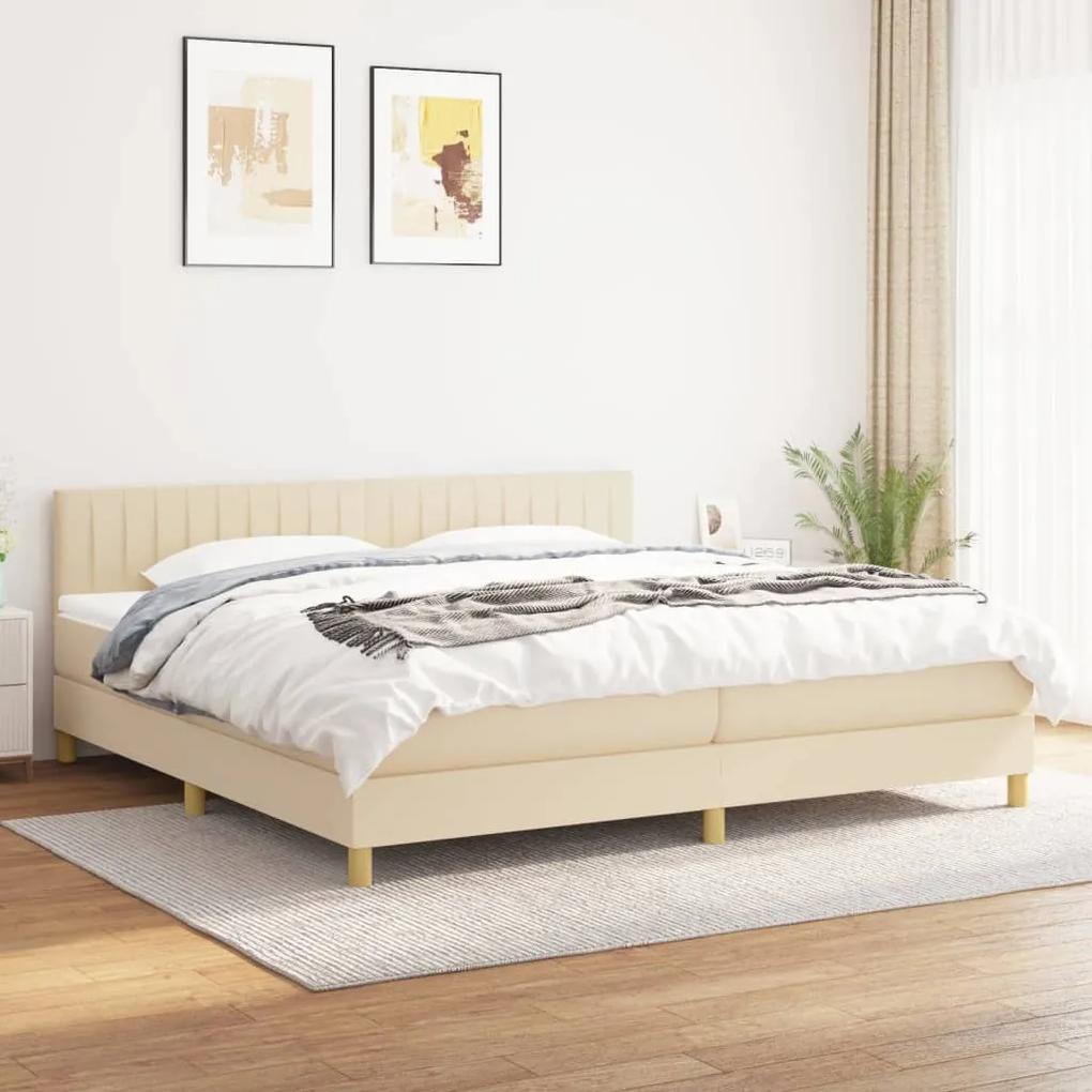 Boxspring posteľ s matracom krémová 200x200 cm látka 3140806