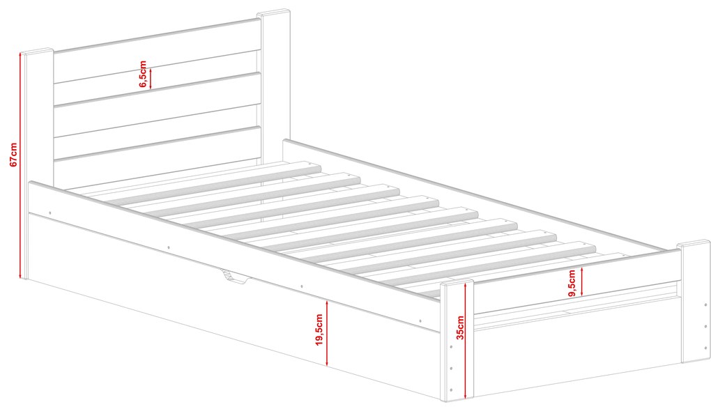 Detská posteľ 90 x 190 cm Nia (s roštom a úl. priestorom) (biela). Akcia -10%. Vlastná spoľahlivá doprava až k Vám domov. 1012889
