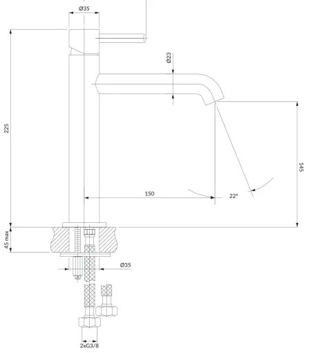 OMNIRES Y1212CCR - Umývadlová batéria Y 22,5 cm lesklý chróm