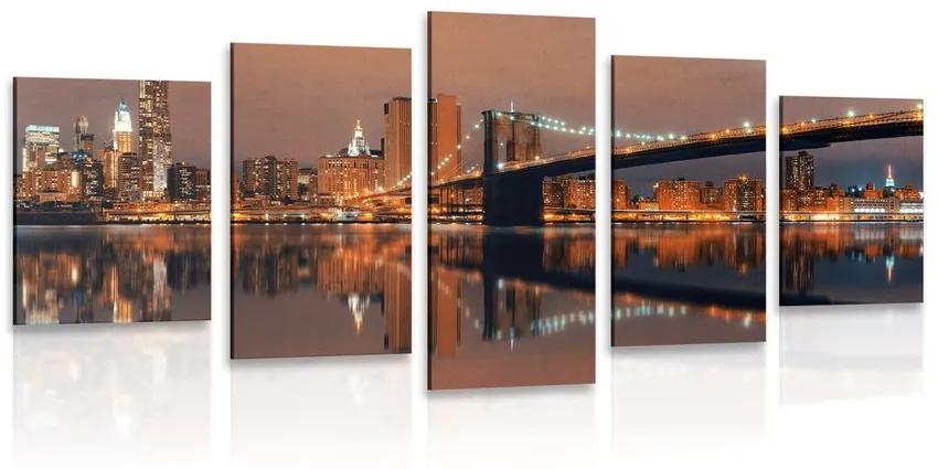 5-dielny obraz odraz Manhattanu vo vode Varianta: 100x50