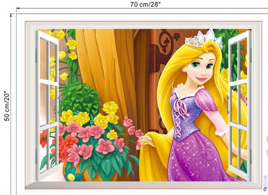 Samolepka na stenu "Princezná Rapunzel" 50x70cm