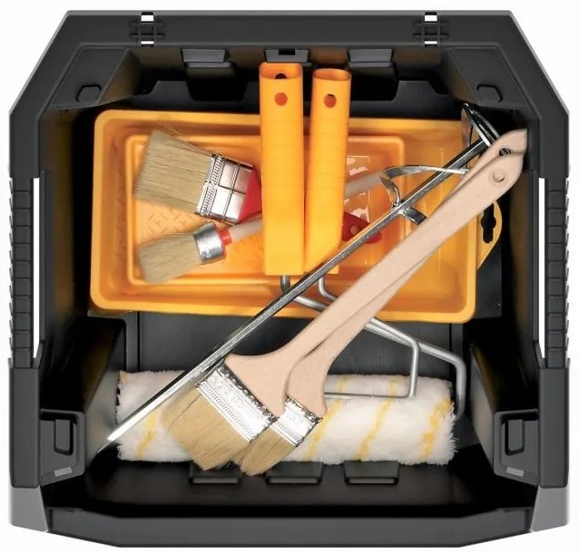 Dielenský úložný box so skosenou hranou HEAVY DUTY, čierny 40x38x28