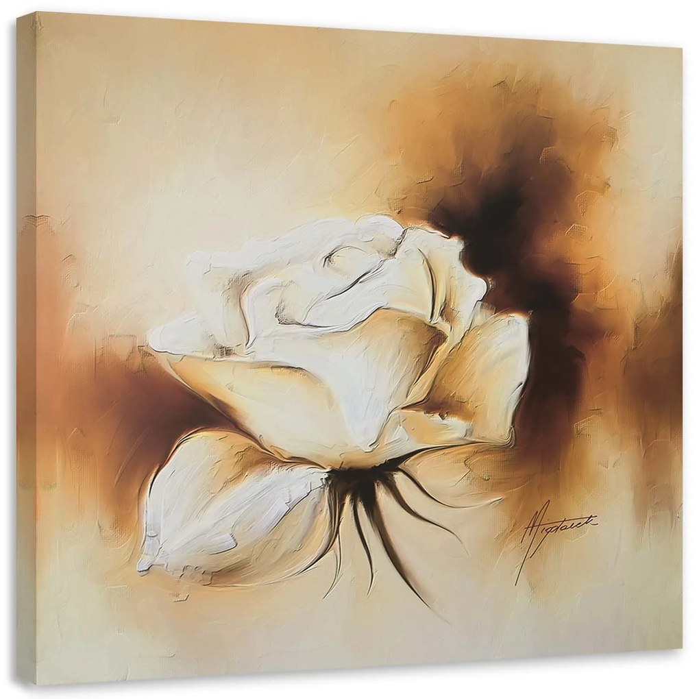 Gario Obraz na plátne Ako ručne maľovaná biela ruža Rozmery: 60 x 60 cm