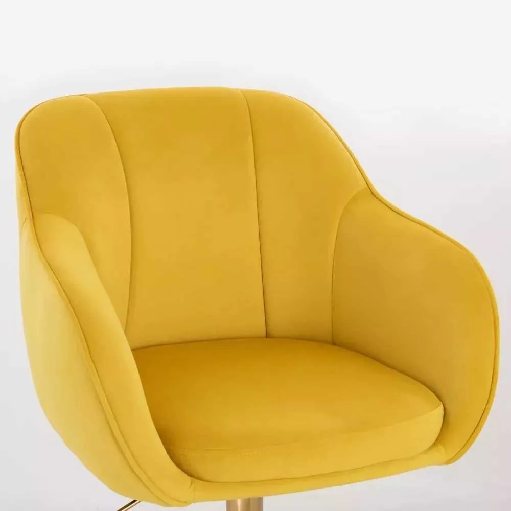 LuxuryForm DESIGN Barová stolička AVOLA VELUR na čiernej hranatej podstave - žltá