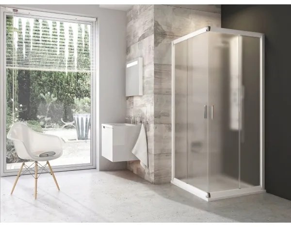 Ravak 1LV40100ZG - Rohový štvordielny sprchový kút BLIX 80x80 cm biely