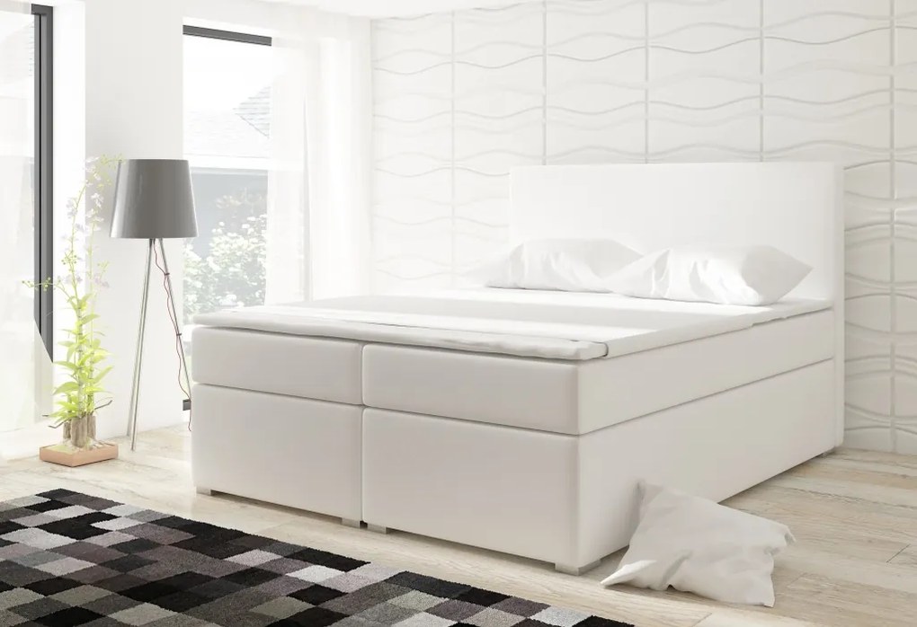 Moderná box spring posteľ Dione 180x200, biela