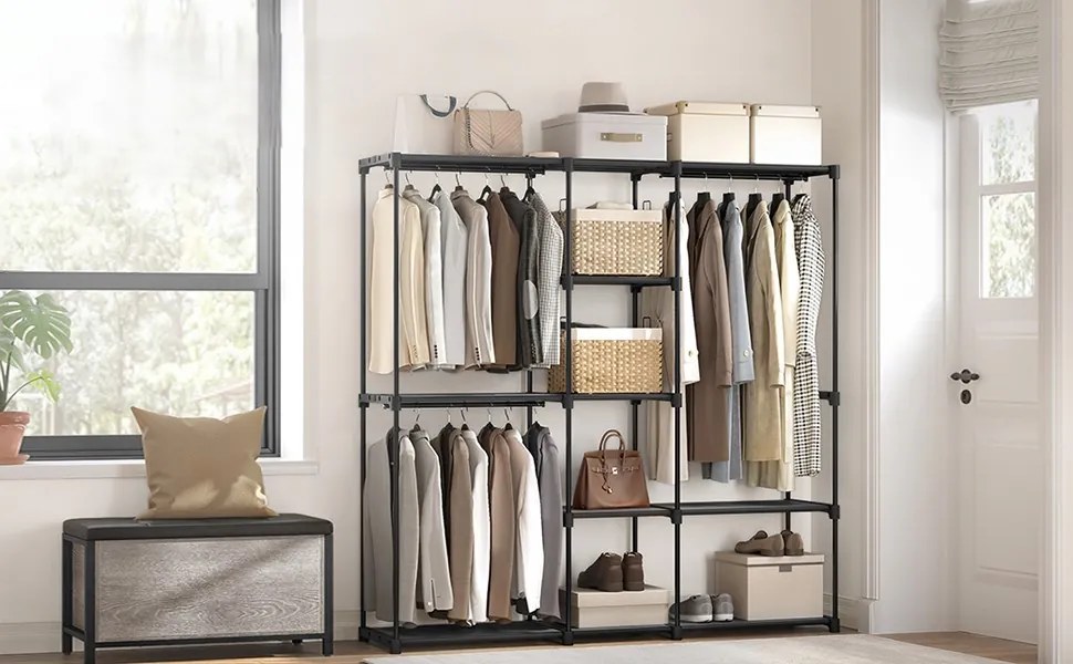 Otevřená šatní skříň Melisa 182 cm černá