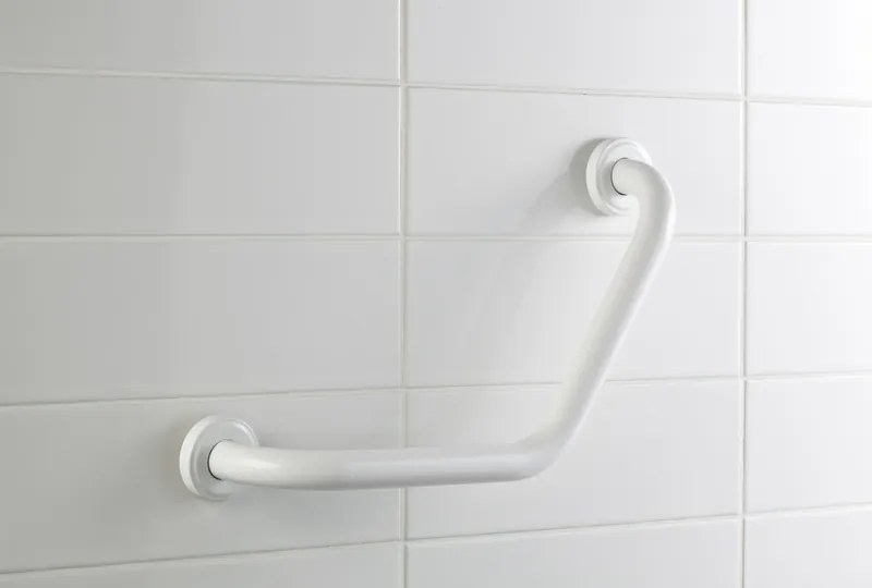 BISK Erga HANDICAP "PRO", zahnuté madlo 220x220 mm, 25mm, biela, ERG-04776