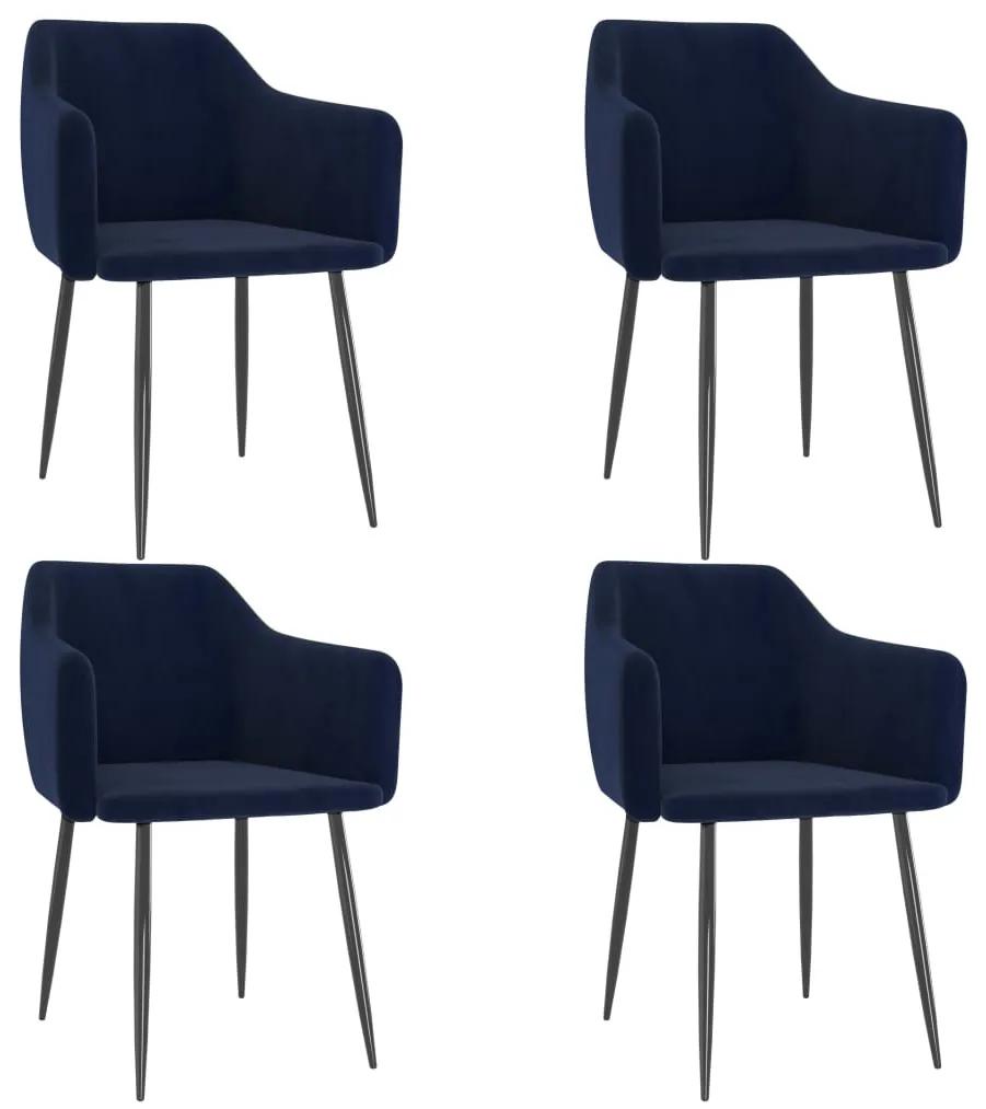 vidaXL Jedálenské stoličky 4 ks modré zamat