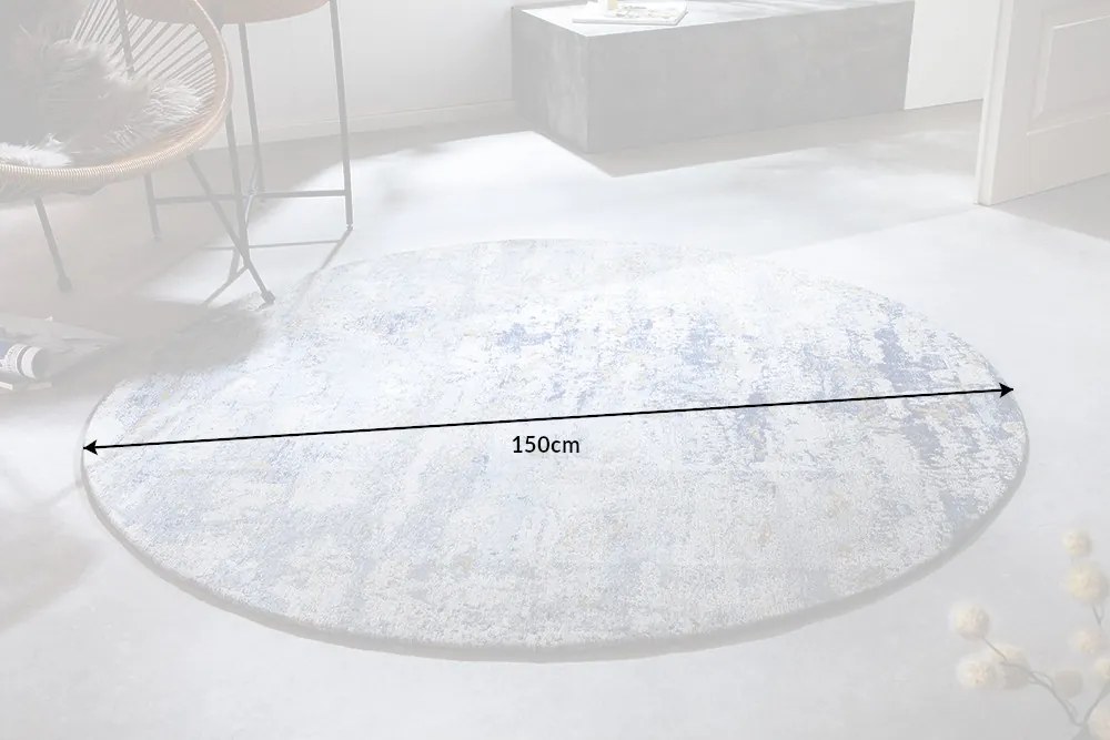 Koberec Modern Art 150cm okrúhly modrý béžový