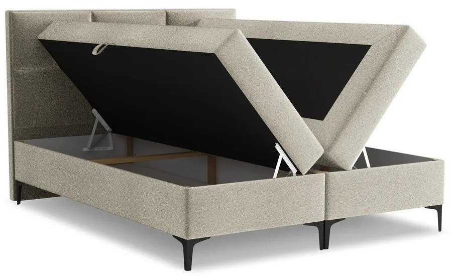 Taupe boxspring posteľ s úložným priestorom 180x200 cm Pakalana – Makamii