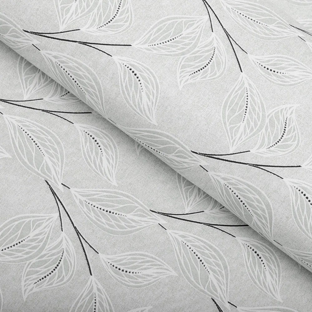Biante Dekoračný oválny obrus Leona LN-165 Popínavé lístky na sivom 130x220 cm