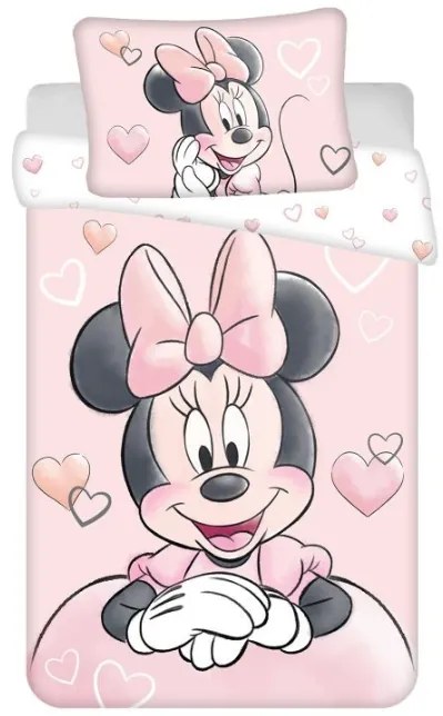 Obliečky do postieľky Minnie Powder pink baby 100/135, 40/60 cm