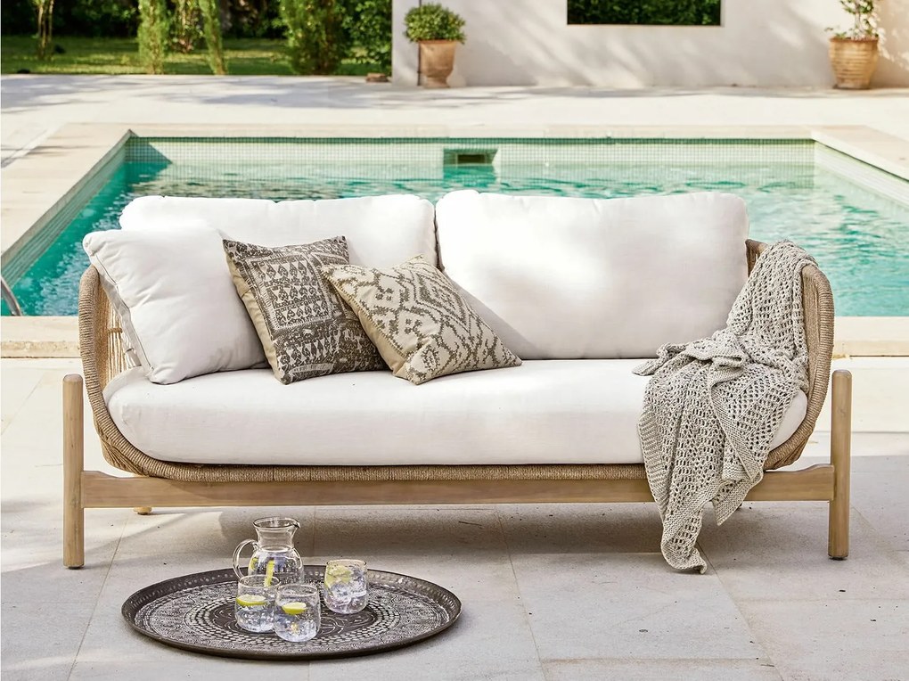 Záhradná drevená vypletaná dvojsedačka LARA