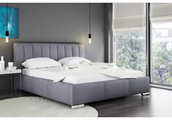 Elegantná posteľ Malone s vysokým čelom a úložným priestorom šedá 160 x 200