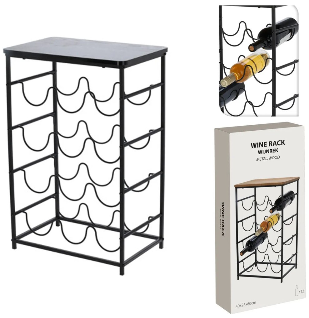 STOJAN NA VÍNO DEBRA 60X26X40 CM ČIERNA