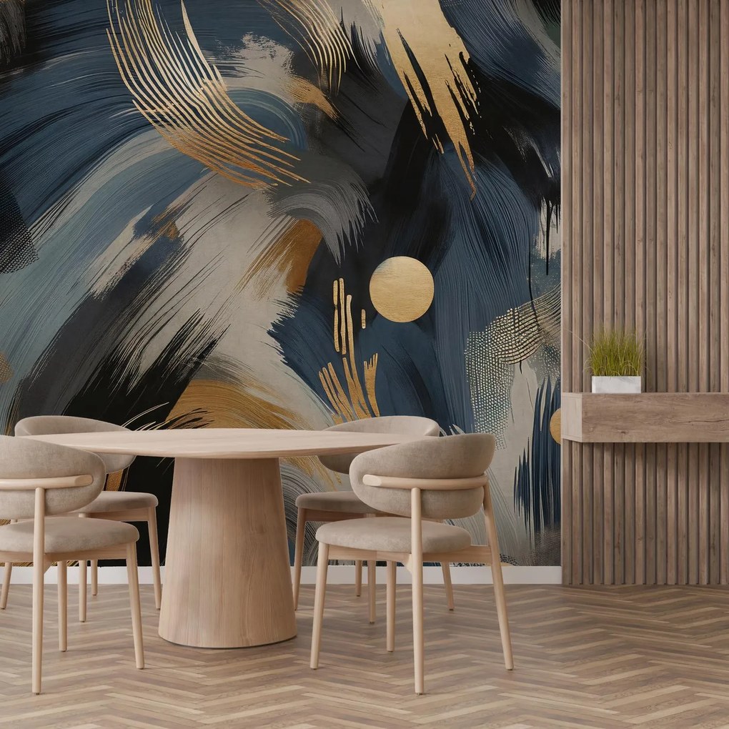 Fototapeta - Tmavá abstrakcia so zlatom (147x102 cm)