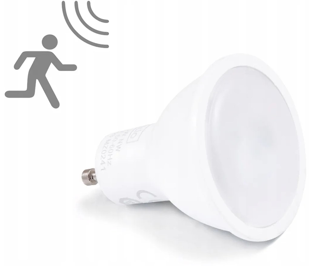 BERGE LED žiarovka GU10 5W s pohybovým a súmrakovým senzorom