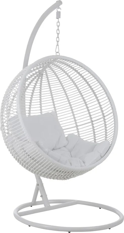 Závesné biele záhradné ratanové kreslo Lounge White -119*110*193 cm