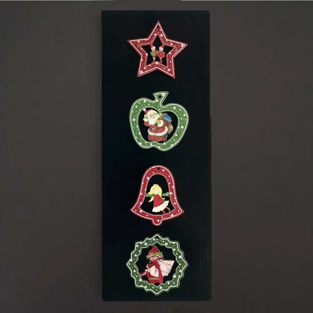 AMADEA AKCIA Drevené ozdoby - sada 4 ks farebných ozdôb 6 cm