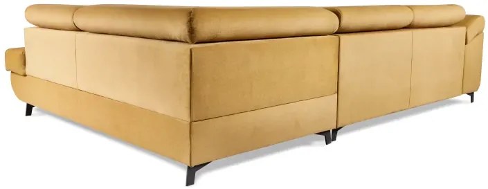 Rohová sedacia súprava Cosmo, pravá, žltá (zetta 296/nohy čierne)