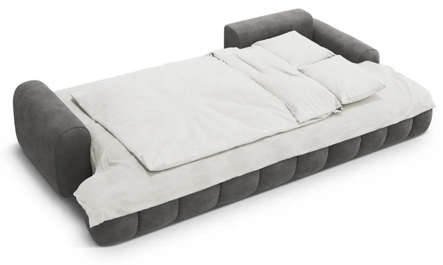 Sivá zamatová rozkladacia/s úložným priestorom rohová pohovka (pravý roh/s leňoškou) Linz – Cosmopolitan Design