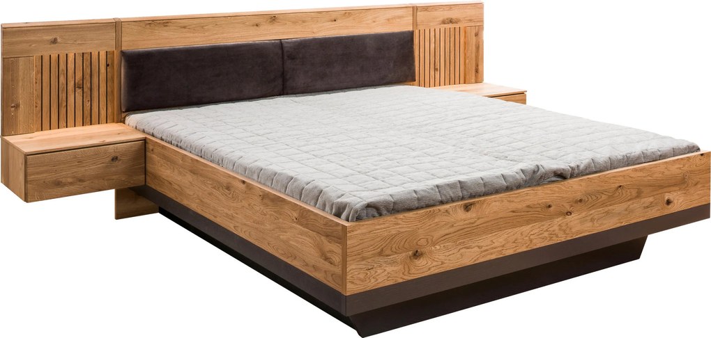 XXXLutz POSTEĽ S NOČNÝMI STOLÍKMI, 180/200 cm, čierna, farba duba Linea Natura - Postele - 000891002601