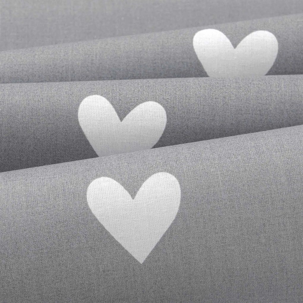 Goldea bavlnená napínacia plachta do detskej postieľky - srdiečka na sivom 70 x 140 cm