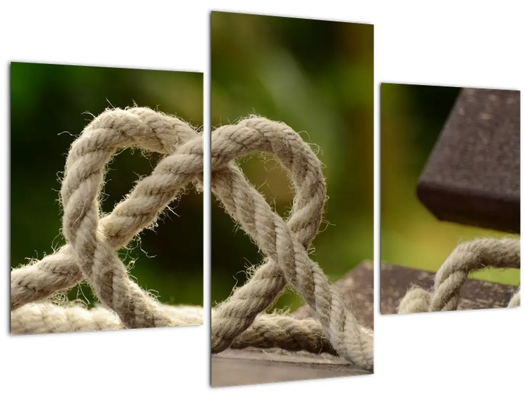 Obraz srdce z lana (90x60 cm)