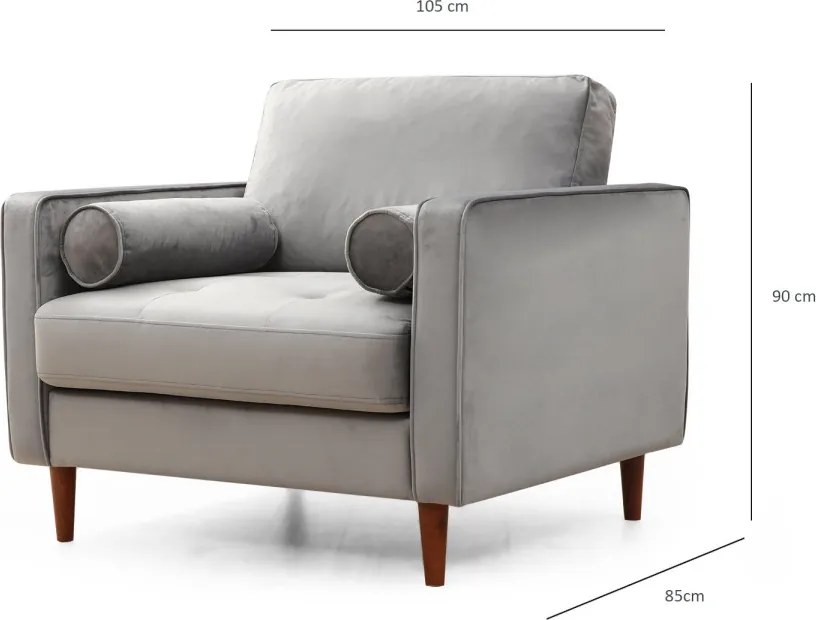 Křeslo Rome světle šedé/ořech