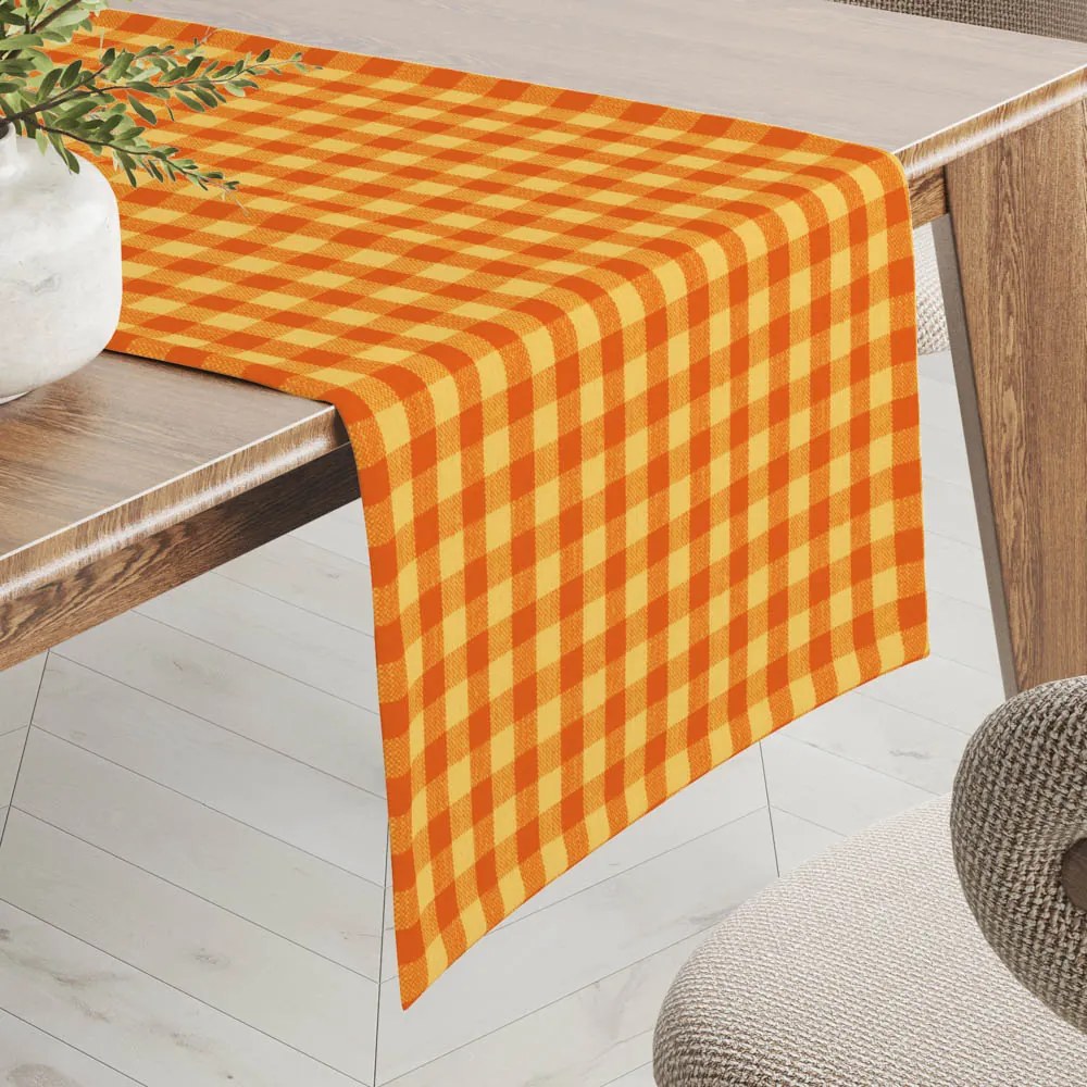 Biante Bavlnený behúň na stôl Olivia OL-006 Oranžovo-žltá kocka malá 35x140 cm