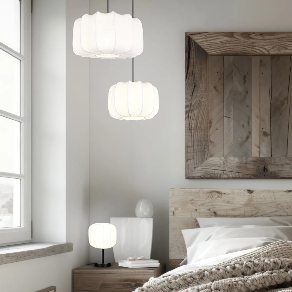 Japandi závesná lampa čierna s bielou 40cm - Madleine