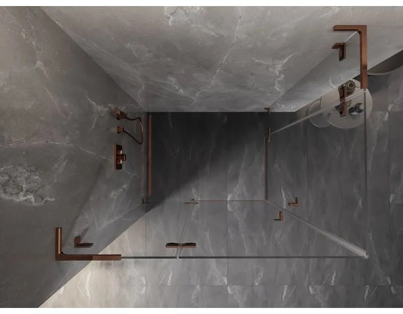 Mexen Lunar, L Duo výklopný sprchový kút 105 x 75 cm, 8mm číre sklo, profil ružové zlato, 834L-105L-075P-60-00