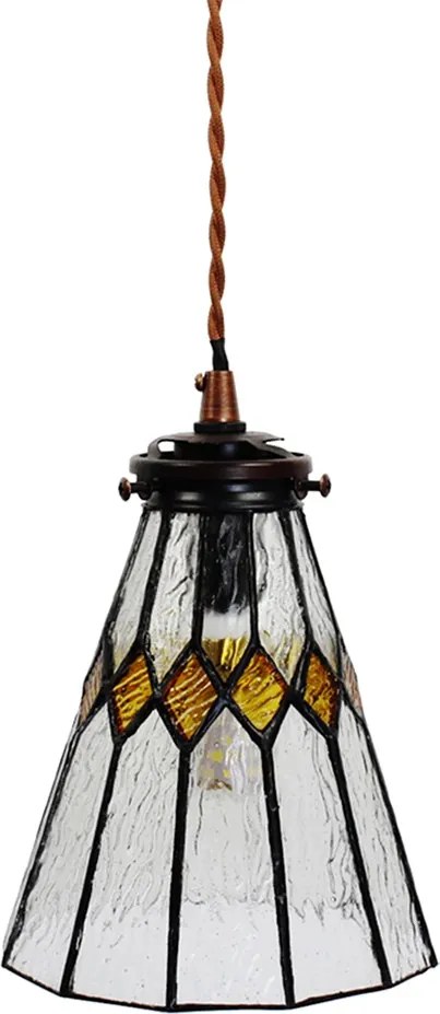 Závesná Tiffany lampa žlté detaily Yello - Ø 15*115 cm E14/max 1*25W